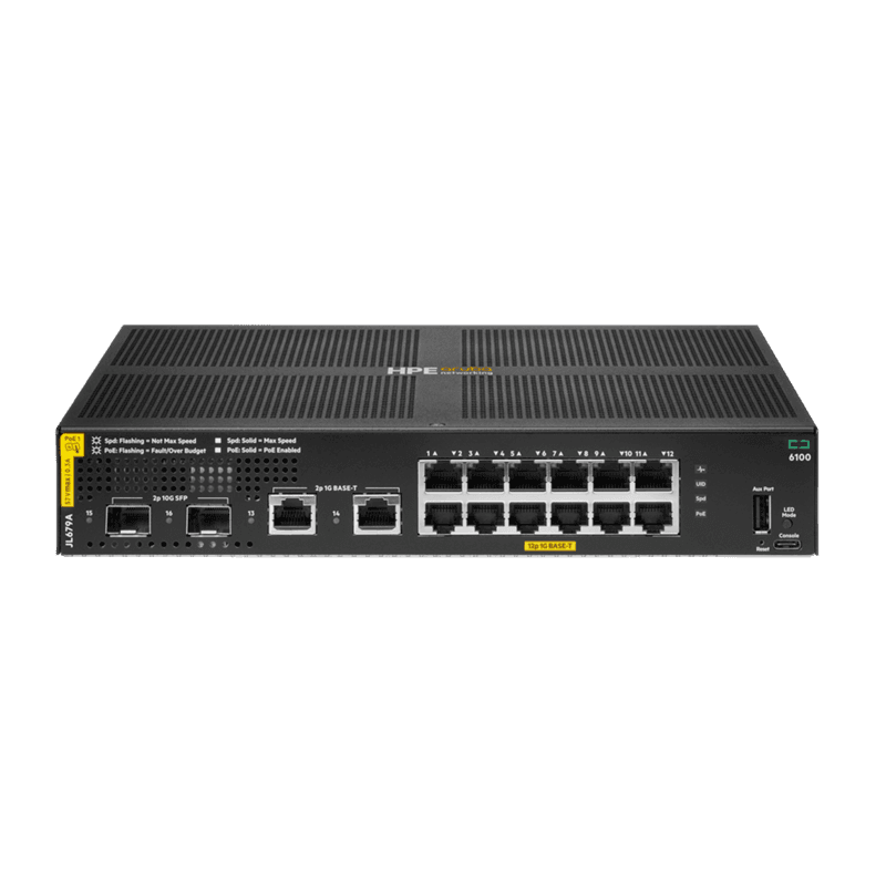 HPE Aruba 6100 12G CL4 2SFP+ POE 139W Switch [JL679A]