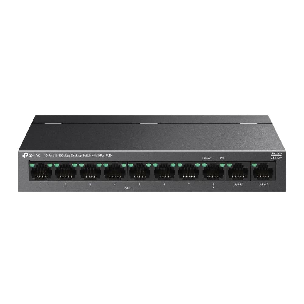 TP-Link LS110P 10-Port 10/100Mbps Desktop Switch with 8-Port PoE+