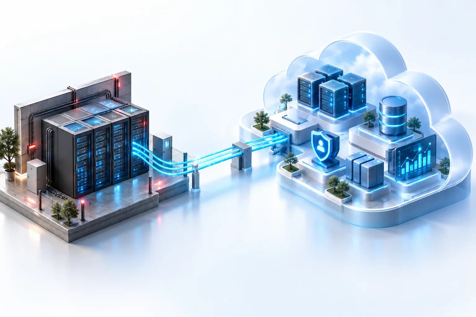 ตัวอย่างระบบ Microsoft Azure เชื่อมกับเซิร์ฟเวอร์เดิมแบบ Hybrid