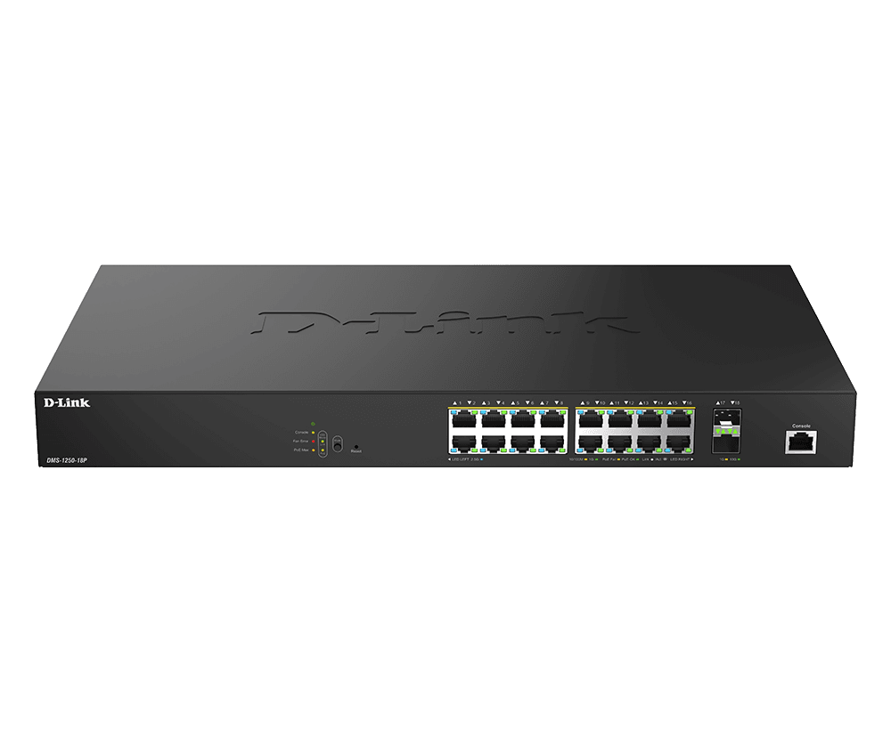 D-Link DMS-1250-18P 18-Port 2.5G Smart Managed PoE++ (370W) Switch with 2 10G SFP+