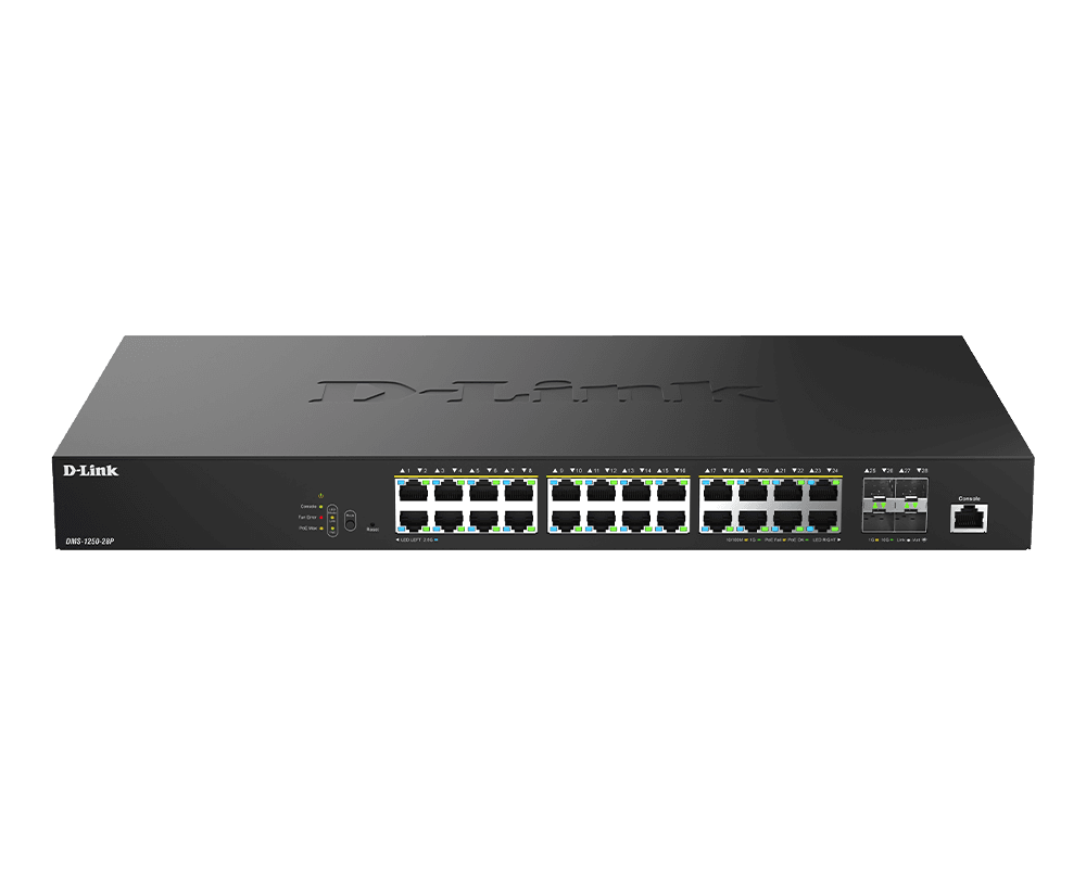 D-Link DMS-1250-28P 28-Port 2.5G Smart Managed PoE++ (475W) Switch with 4 10G SFP+