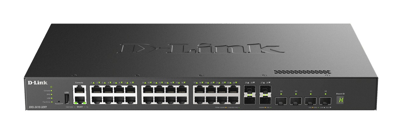 D-Link DXS-3410-32XY/E 32-Port 10G Multi-Gig L3 Stackable Managed Switch with 8 10G/25G Uplinks