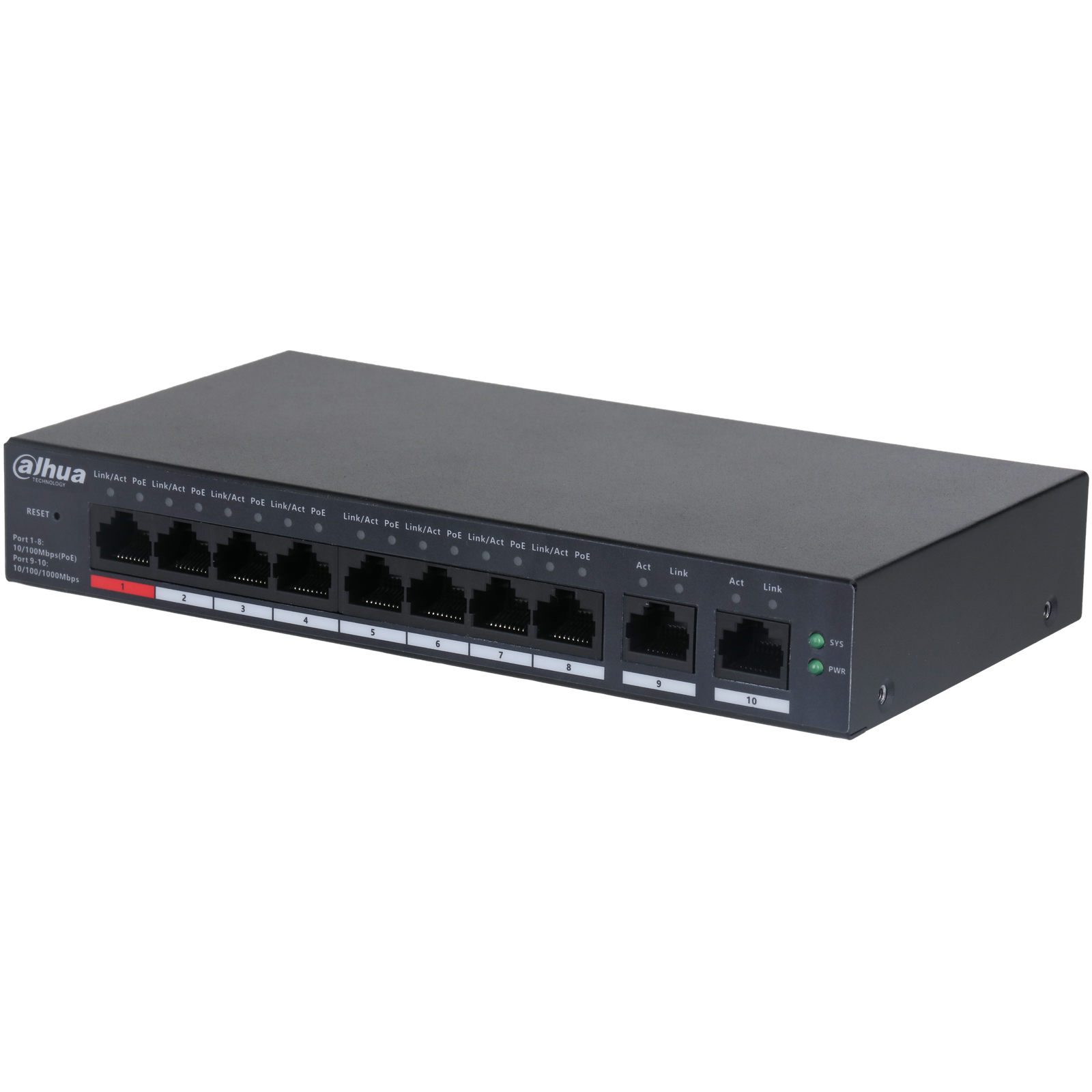 DAHUA Cloud Managed Desktop Switch 8PoE 2Uplink (DH-CS4010-8ET-110)