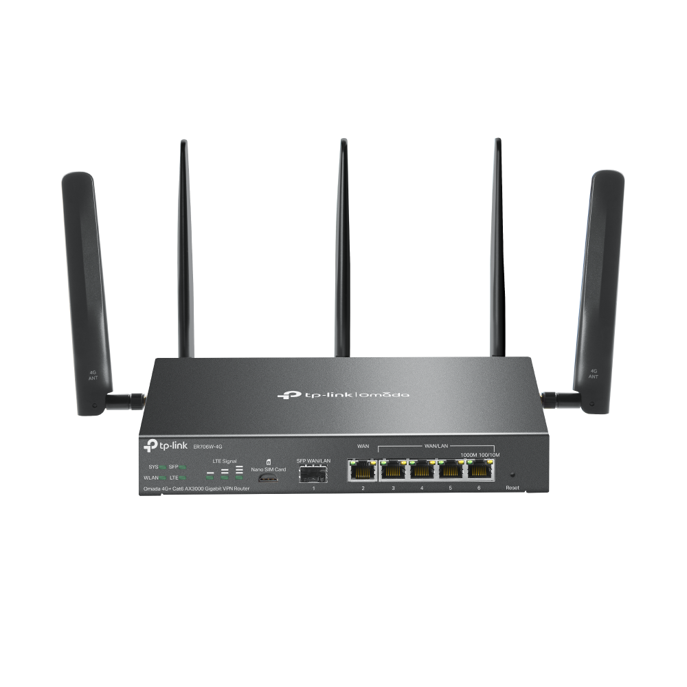 TP-LINK ER706W-4G Omada 4G+ Cat6 AX3000 Gigabit VPN Router