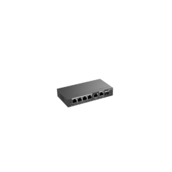 Reyee RG-ES206GS-P , 6-Port Gigabit Smart POE Switch, 4 PoE/POE+ Ports with 1 Gigabit RJ45/1 combo SFP uplink ports, 54W PoE power budget, Desktop Steel Case