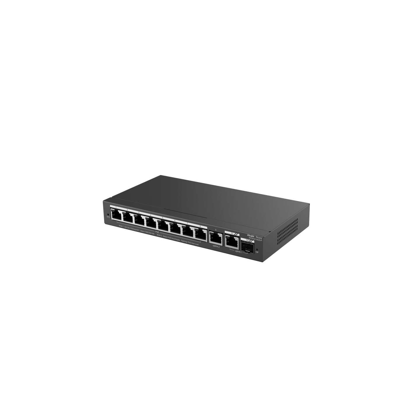 Reyee RG-ES210GS-P , 10-Port Gigabit Smart POE Switch, 8 PoE/POE+ Gigabit RJ45 Ports with 1 Gigabit RJ45/1 combo SFP uplink ports,,120W PoE power budget, Desktop Steel Case - Image 3