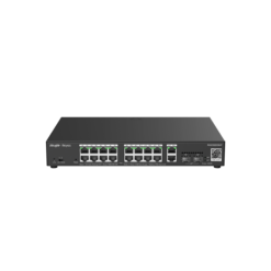 Reyee RG-ES220GS-P , 20-Port Gigabit Smart POE Switch, 16 PoE/POE+ Ports with 2 Gigabit RJ45/2 SFP uplink ports, 250W PoE power budget, Desktop Steel Case