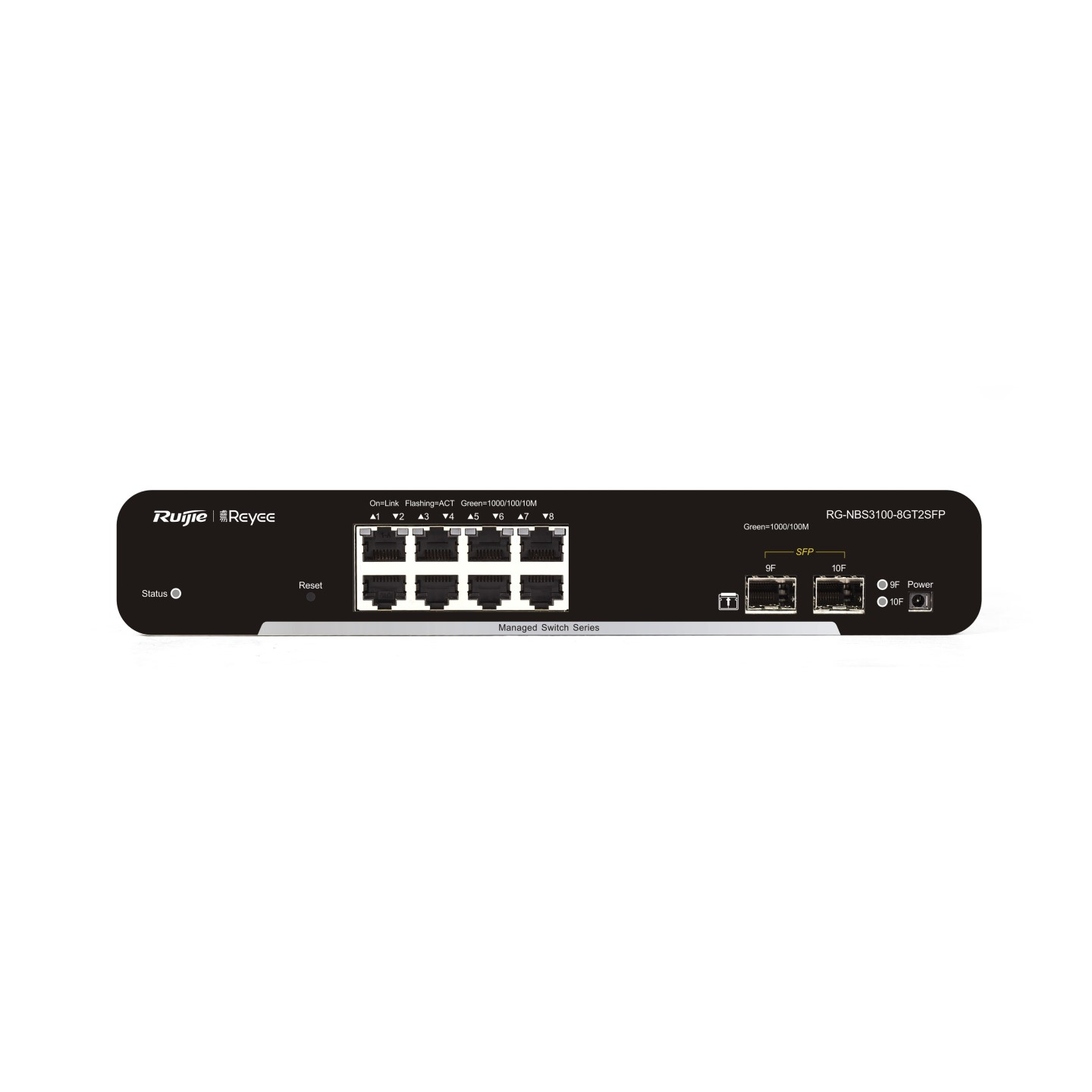 Reyee RG-NBS3100-8GT2SFP , 8-Port Gigabit L2 Managed Switch, 8 Gigabit RJ45 Ports,2 SFP Slots, Desktop Steel Case