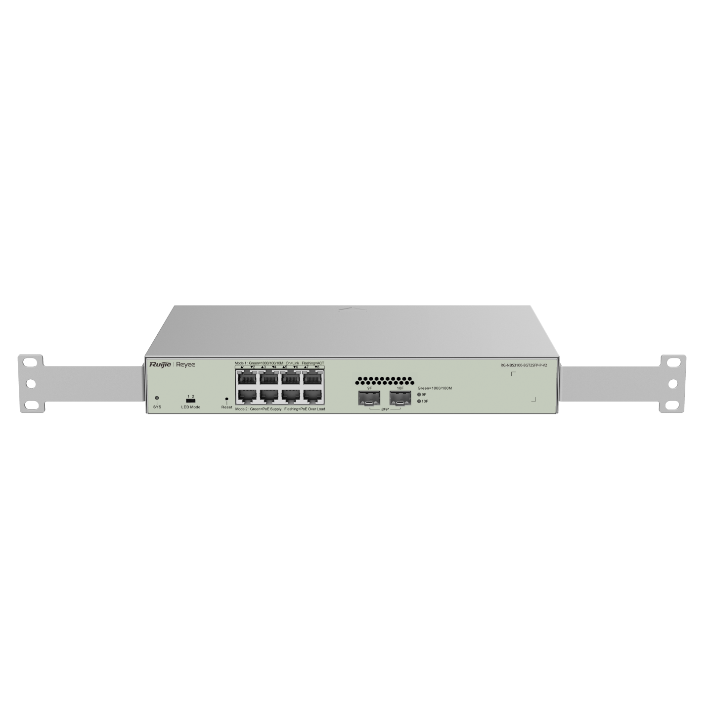 Reyee RG-NBS3100-8GT2SFP-P V2 , 8-Port Gigabit L2 Managed POE Switch, 8 Gigabit RJ45 POE/POE+ Ports,2 SFP Slots,125W PoE Power budget, Desktop Steel Case - Image 2