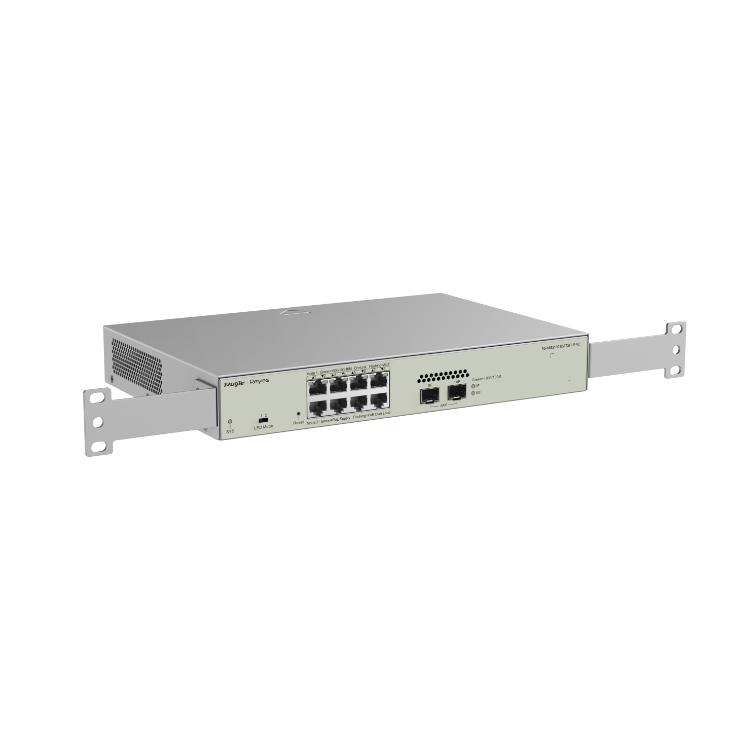 Reyee RG-NBS3100-8GT2SFP-P V2 , 8-Port Gigabit L2 Managed POE Switch, 8 Gigabit RJ45 POE/POE+ Ports,2 SFP Slots,125W PoE Power budget, Desktop Steel Case - Image 3