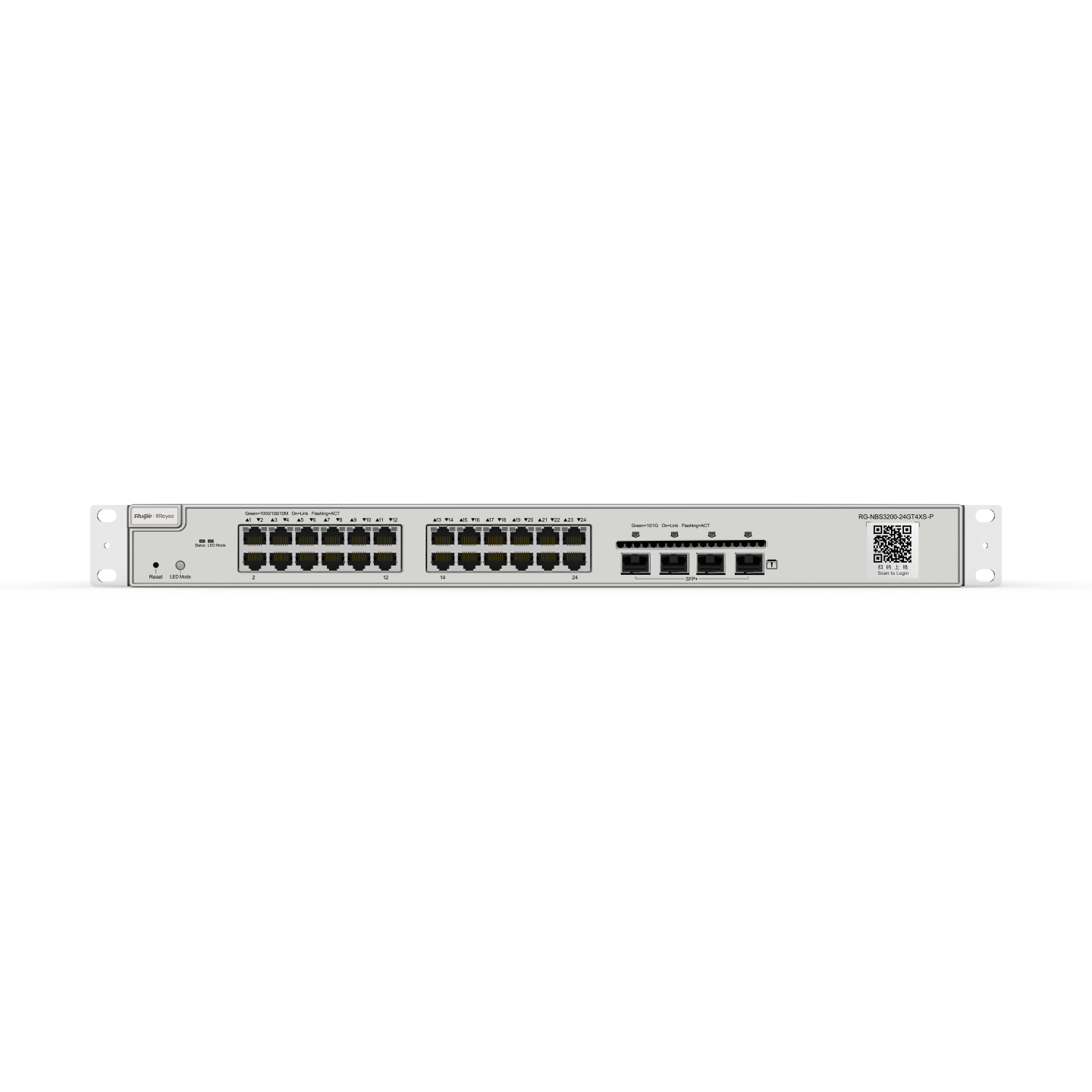 Reyee RG-NBS3200-24GT4XS-P , 24-Port L2 Managed POE 10G Switch, 24 Gigabit RJ45 POE/POE+ Ports, 4 *10G SFP+ Slots, 370W PoE power budget,19-inch Rack-mountable Steel Case
