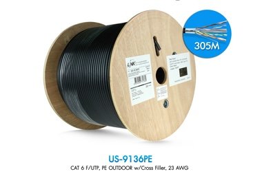 LINK ( US-9136PE ) CAT 6 F/UTP, PE OUTDOOR w/Cross Filler, 23 AWG Black 305 M.