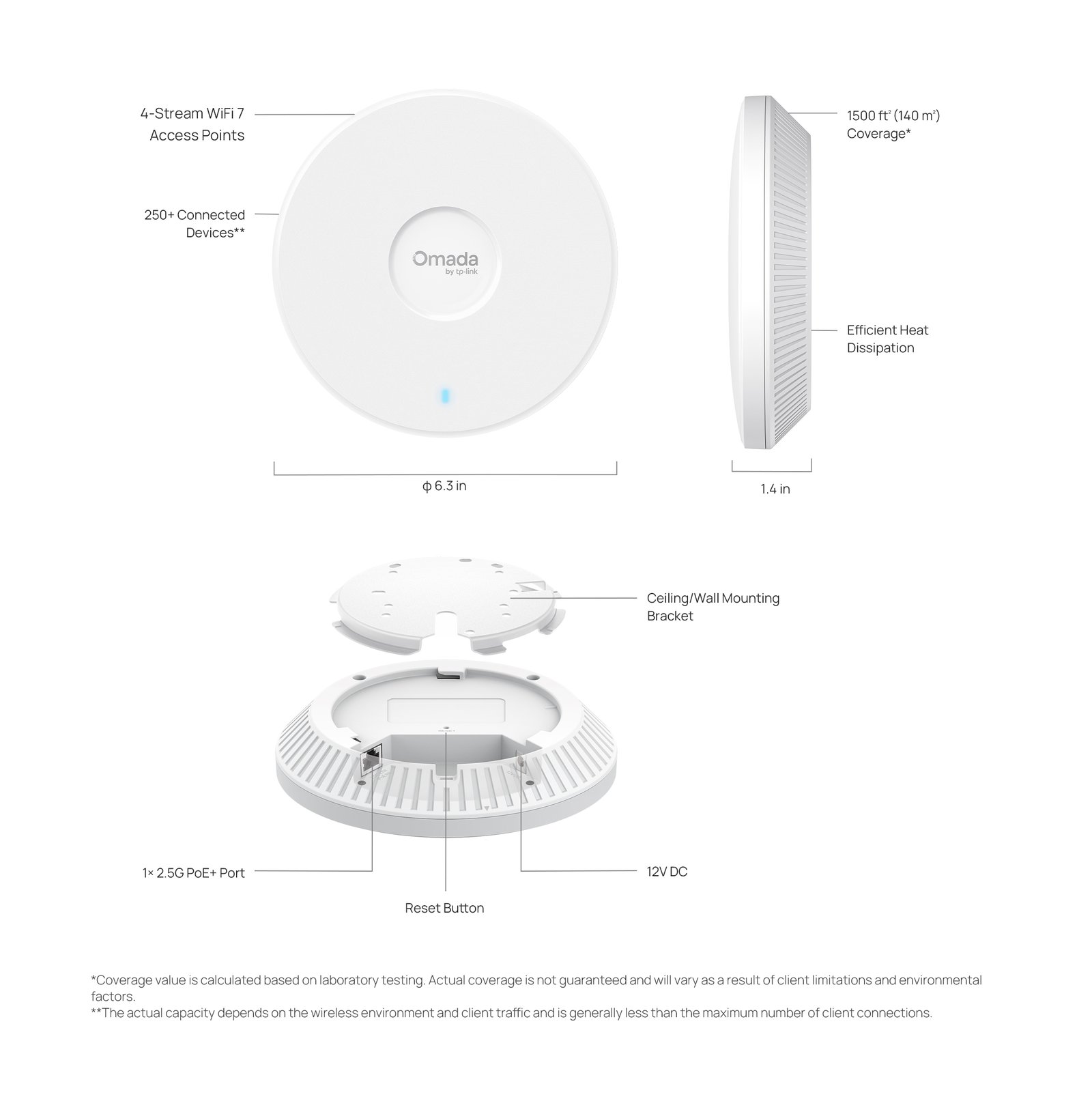 TP-LINK EAP720 Omada BE5000 Ceiling Mount Dual-Band Wi-Fi 7 Access Point - Image 6